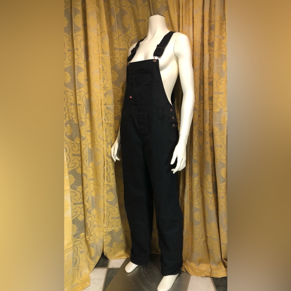 Dickies Women M Black Bib Relaxed Fit Overalls